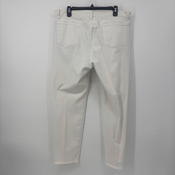 Eileen Fisher White Skinny Jeans Women's Size 16 Stretch Raw Hem - Picture 2 of 12